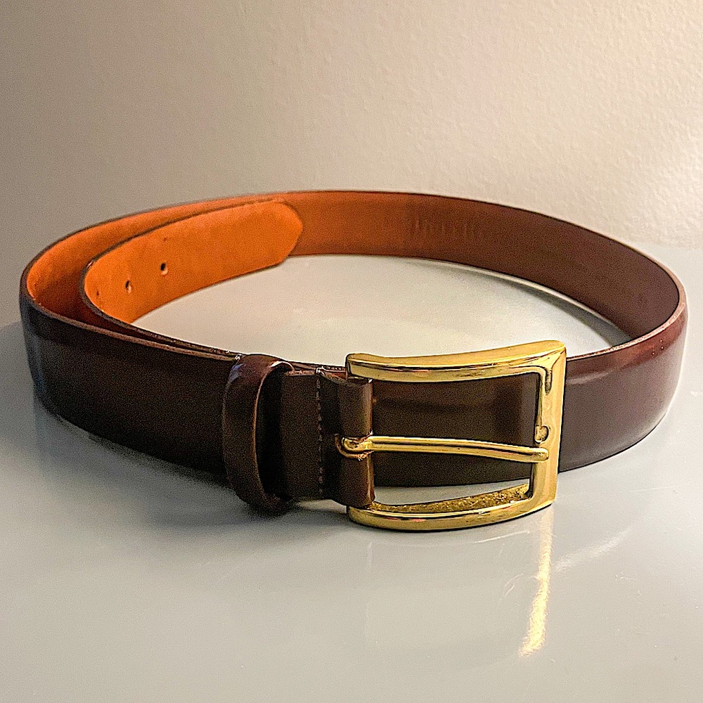 Cole Haan Brown and Gold Leather Belt